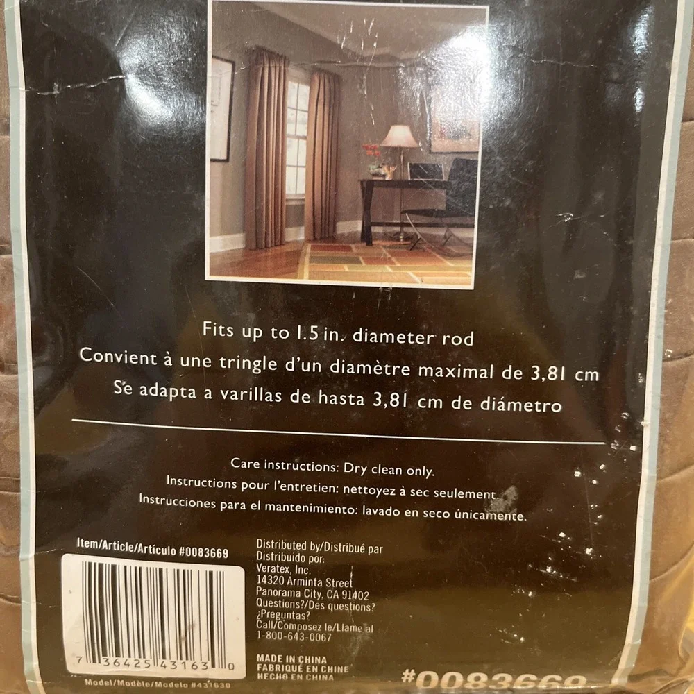 Allen &‎ Roth NEW Tan Brown Lincolnshire Pleated Rod Pocket Panel 50 x 84